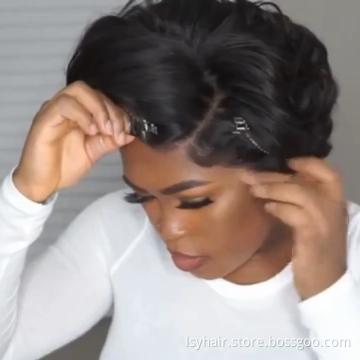 Lsy Lace Front Human Hair Wig 13x4 Short Pixie Wig For Black Women